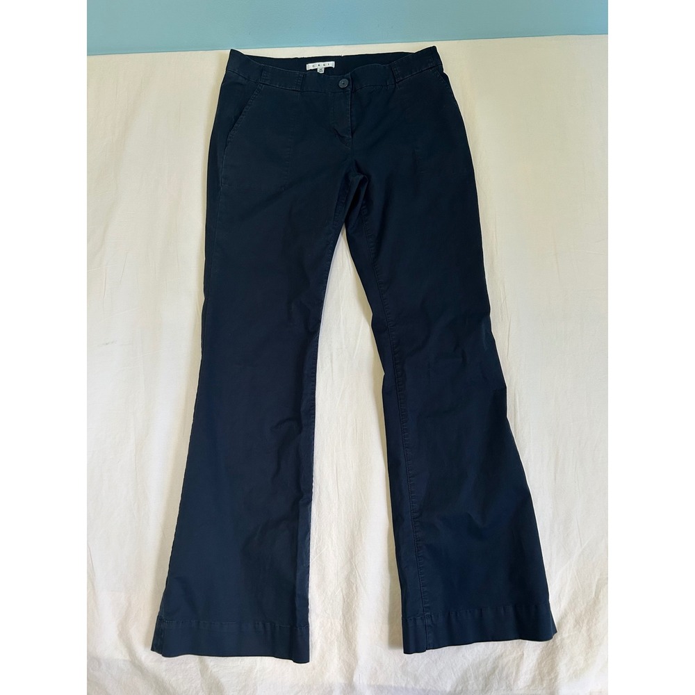 Cabi Navy Blue Bootcut Trousers Women Size 12 Stretch Cotton Work Pants